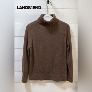 LANDS’ END Brown Cashmere Turtleneck Sweater Size 10-12